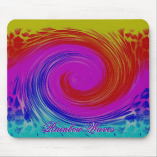 Rainbow Waves Mouse Mat