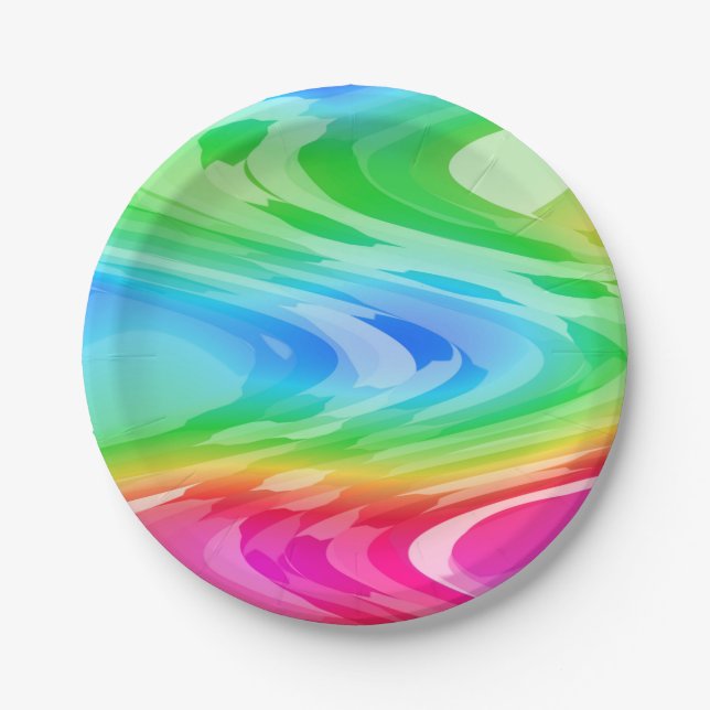 Rainbow Waves Paper Plate (Front)