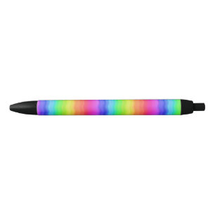 Rainbow Wavy Wave Gradual Pastel Colour Black Ink Pen