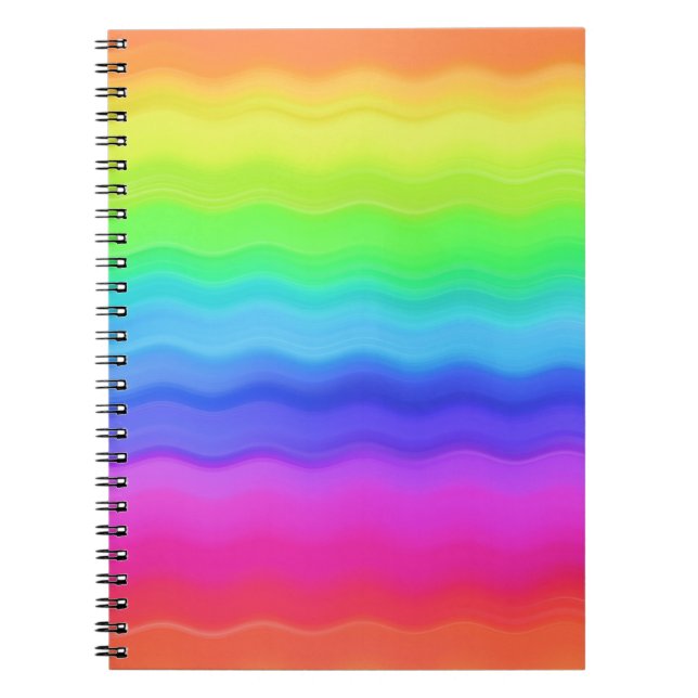 Rainbow Wavy Wave Gradual Pastel Colour Notebook (Front)