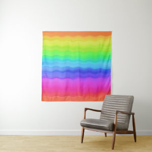 Rainbow Wavy Wave Gradual Pastel Colour Tapestry