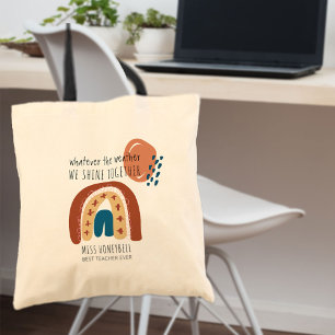 Rainbow We Shine Together Personalised Teacher Tote Bag
