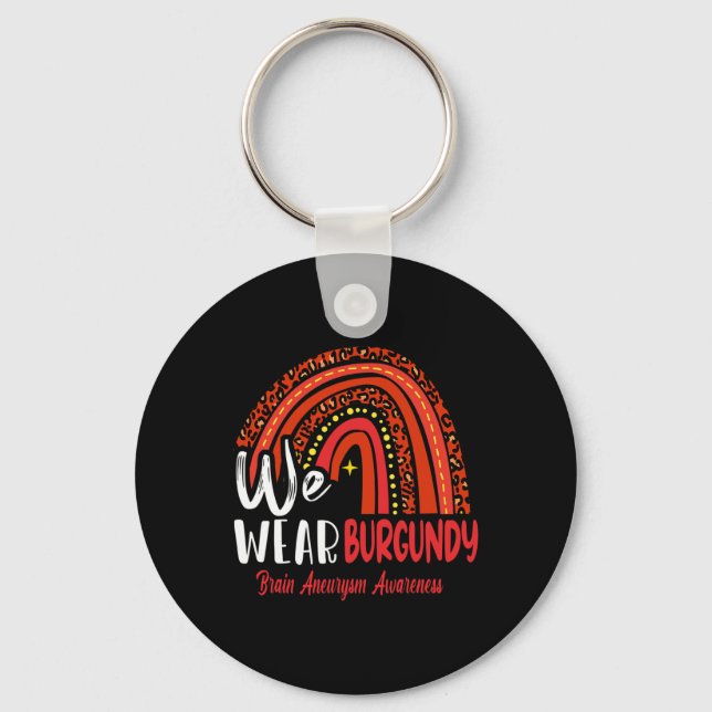 Rainbow We Wear Brain Aneurysm Awareness  Key Ring (Front)