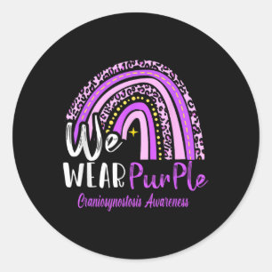 Rainbow We Wear Craniosynostosis Awareness  Classic Round Sticker