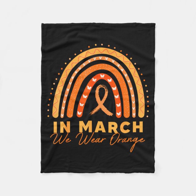 Rainbow We Wear Orange Multiple Sclerosis Awarenes Fleece Blanket (Front)