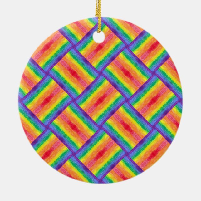 Rainbow Weave Circle Ornament (Back)