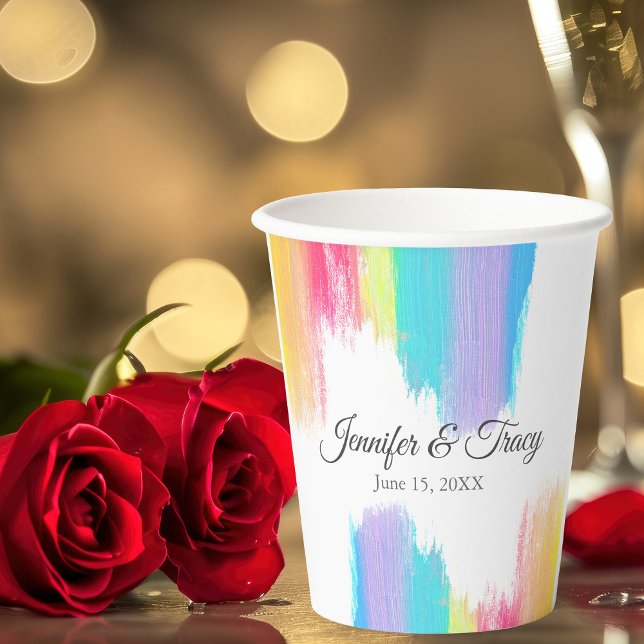 Rainbow Wedding Beautiful Personalised Paper Cups (Creator Uploaded)