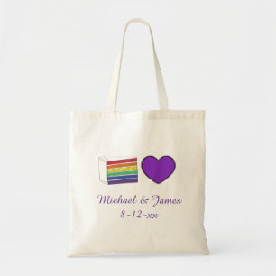 Rainbow Wedding Cake Gay Pride Purple Heart LGBTQ Tote Bag