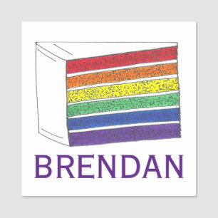 Rainbow Wedding Cake Slice LGBT Gay Pride Name Tag