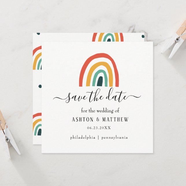 Rainbow wedding Card (Front/Back In Situ)