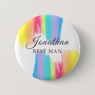 Rainbow Wedding Custom Best Man Name Tag 6 Cm Round Badge