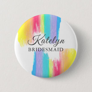 Rainbow Wedding Custom Bridesmaid Name Tag 6 Cm Round Badge