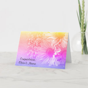 Rainbow Wedding Daisy Bouquet Card