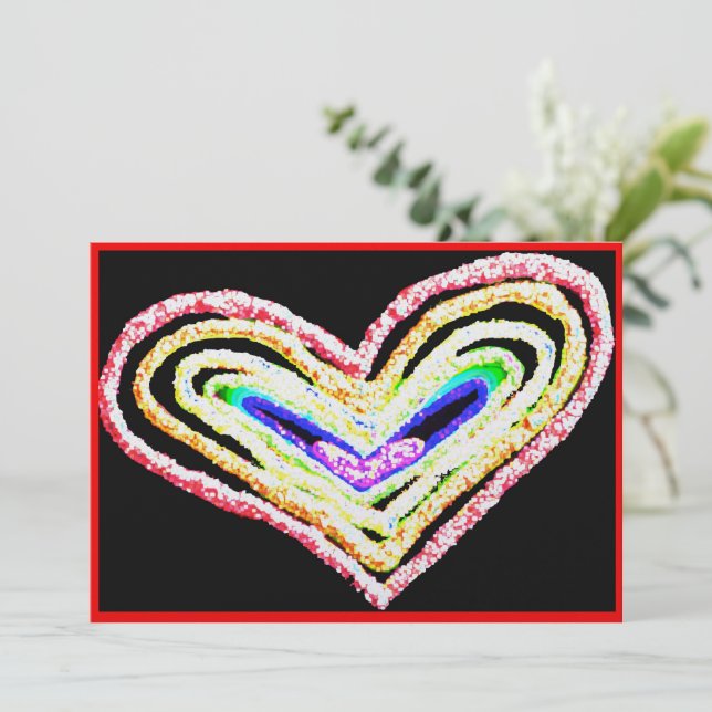 Rainbow wedding heart flat card (Standing Front)