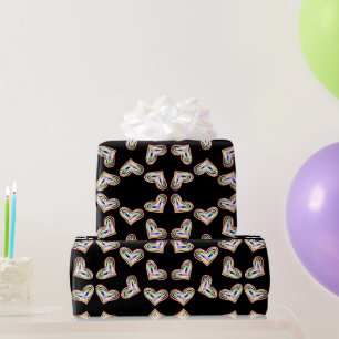 Rainbow wedding heart wrapping paper