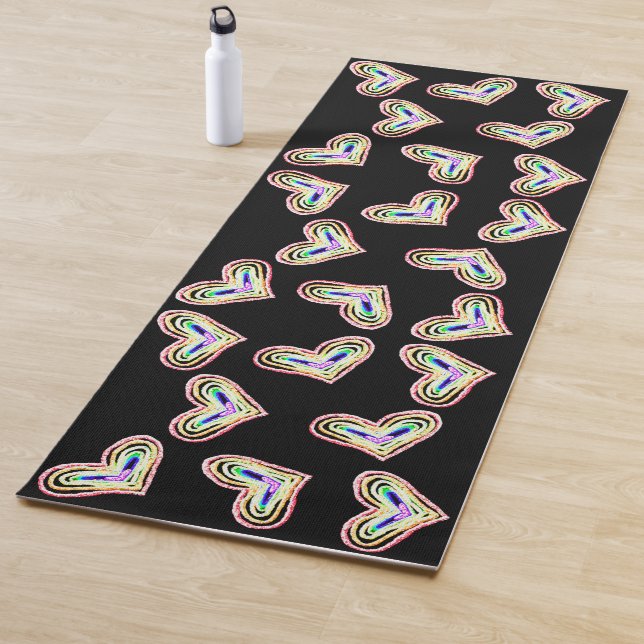 Rainbow wedding heart yoga mat (In Situ)
