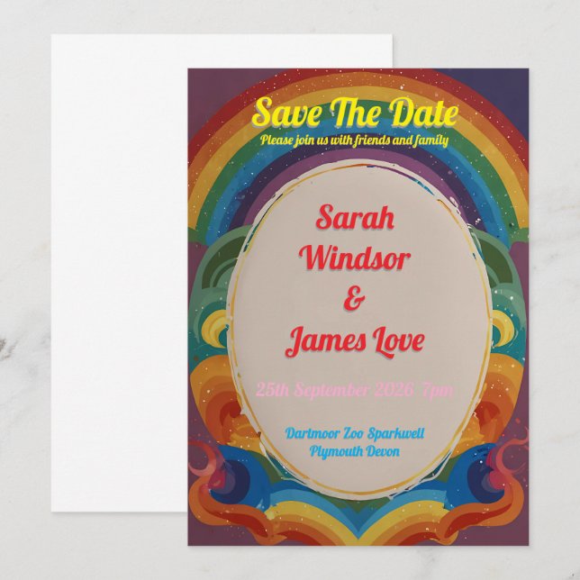Rainbow Wedding Invitation (Front/Back)