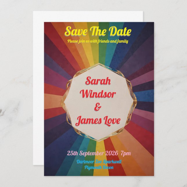 Rainbow Wedding Invitation (Front/Back)
