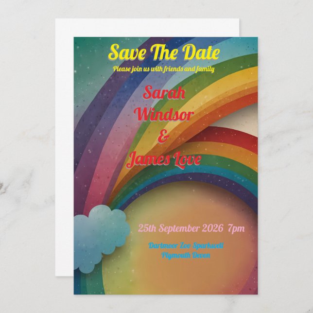 Rainbow Wedding Invitation (Front/Back)