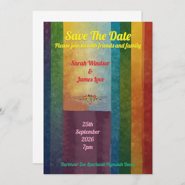 Rainbow Wedding Invitation (Front/Back)