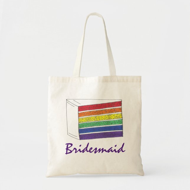 Rainbow Wedding Layer Cake Bridesmaid LGBT Pride Tote Bag (Front)