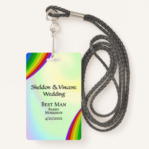 Rainbow Wedding Party ID Double Sided ID Badge