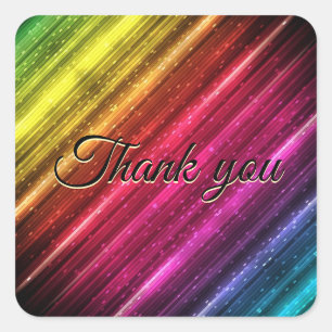Rainbow Wedding Personalise Thank You Favour Squar Square Sticker