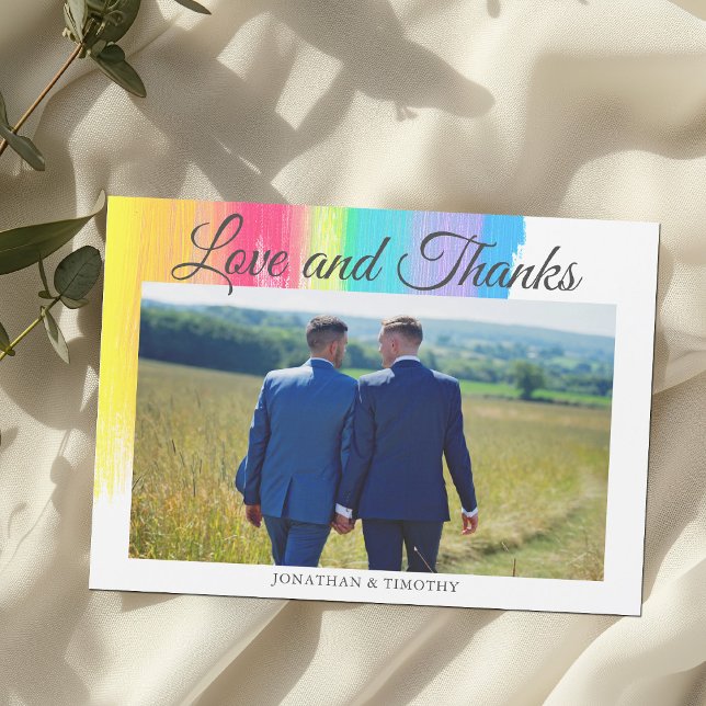 Rainbow Wedding Photo Love Thank You Magnet Card (Creator Uploaded)
