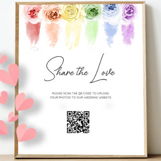 Rainbow Wedding QR Code Sign Plaque