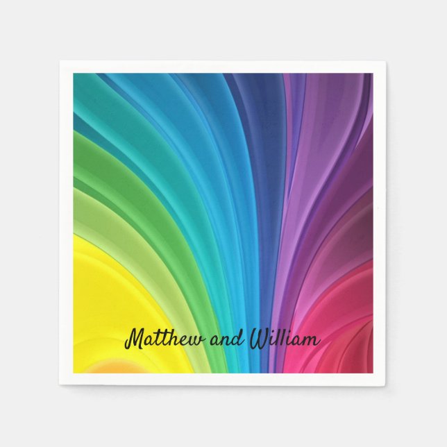 Rainbow Wedding Reception Cocktail Napkin (Front)