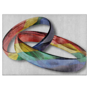 Rainbow Wedding Rings for Marriage Equality Cutting Board
