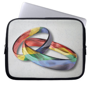 Rainbow Wedding Rings for Marriage Equality Laptop Sleeve