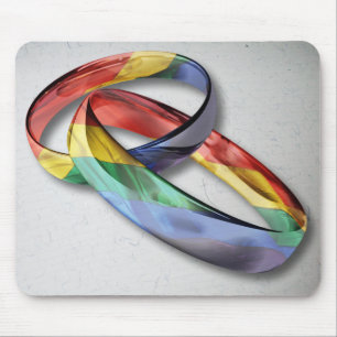 Rainbow Wedding Rings for Marriage Equality Mouse Mat