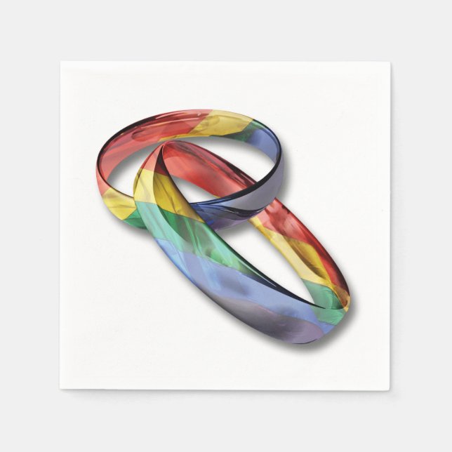 Rainbow Wedding Rings for Marriage Equality Napkin (Front)
