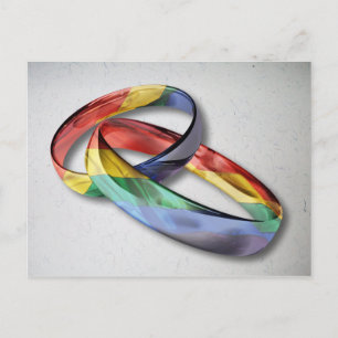 Rainbow Wedding Rings for Marriage Equality Postcard