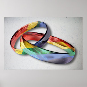 Rainbow Wedding Rings for Marriage Equality Poster