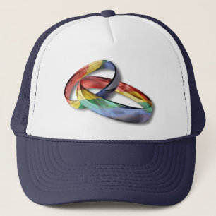 Rainbow Wedding Rings for Marriage Equality Trucker Hat