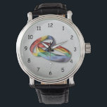 Rainbow Wedding Rings for Marriage Equality Watch<br><div class="desc">A striking digital image of two interlocked wedding rings made from the swirling colours of a rainbow pride flag. A perfect image to represent marriage equality.</div>