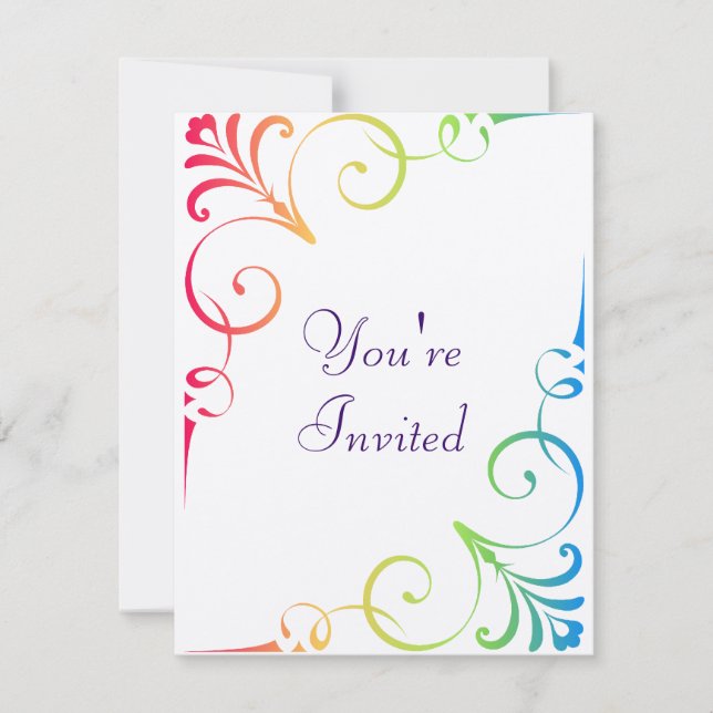 Rainbow Wedding Swirl Invitation (Front)
