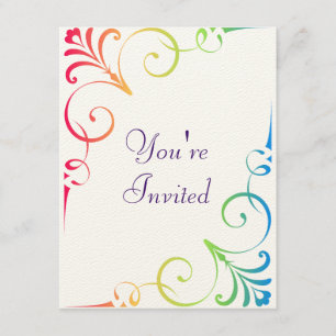 Rainbow Wedding Swirl Invitation