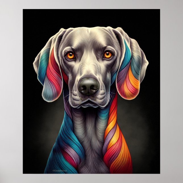 Rainbow Weimaraner Poster (Front)