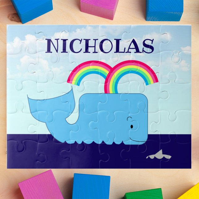 Rainbow Whale Personalised Jigsaw Puzzle (Creator Uploaded)