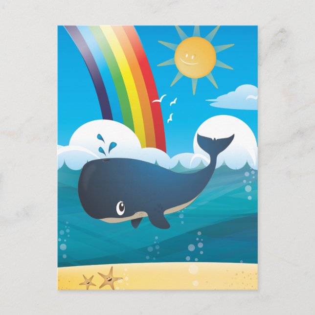 Rainbow Whale Postcard (Front)