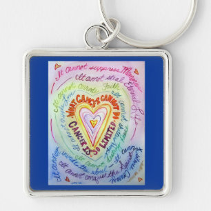 Rainbow What Cancer Cannot Do Heart Keychain