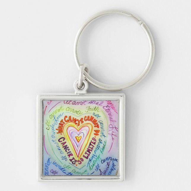 Rainbow What Cancer Cannot Do Heart Keychain (Front)