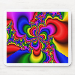 rainbow wheel fractal art mouse mat