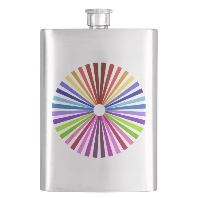 Rainbow Wheel Hip Flask (Front)