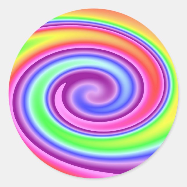 Rainbow Whirl Classic Round Sticker (Front)