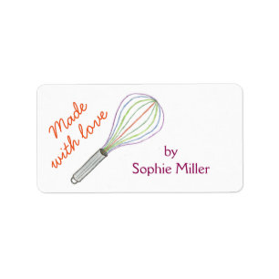 Rainbow whisk personalised food gift labels