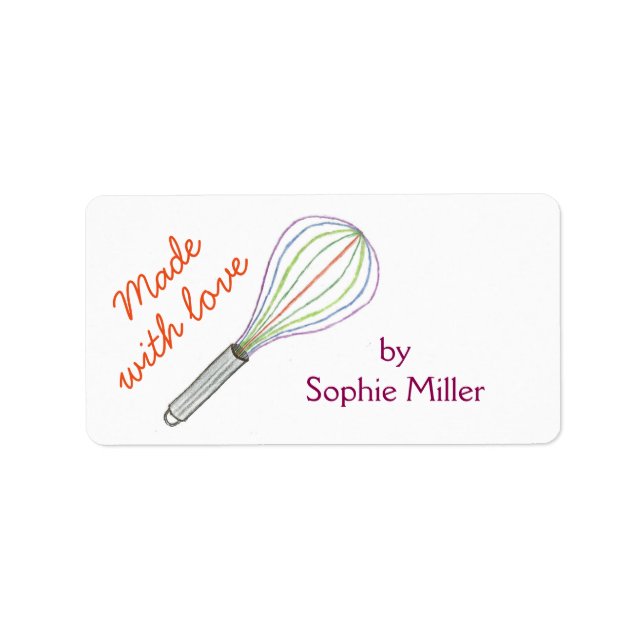 Rainbow whisk personalised food gift labels (Front)